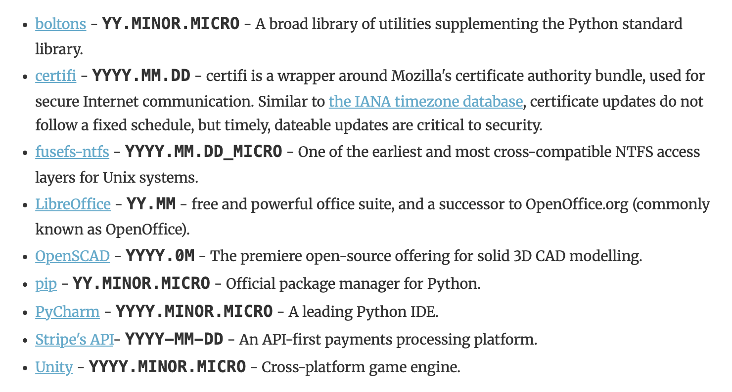 Calendar Versioning (CalVer) overview